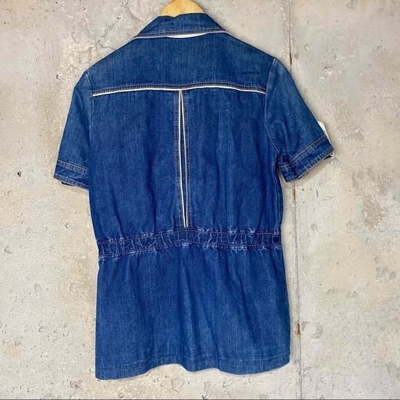 Vintage faded glory dark denim button up shirt sleeve shirt jacket - Picture 6 of 9